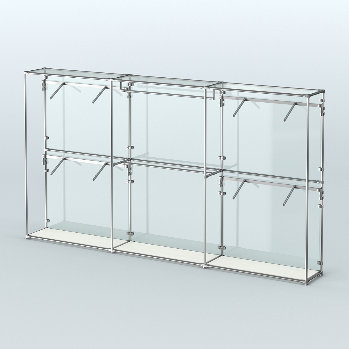 Торговая система ХРОМ (задняя стенка - стекло) 3600 мм с поручнями №2 Белый