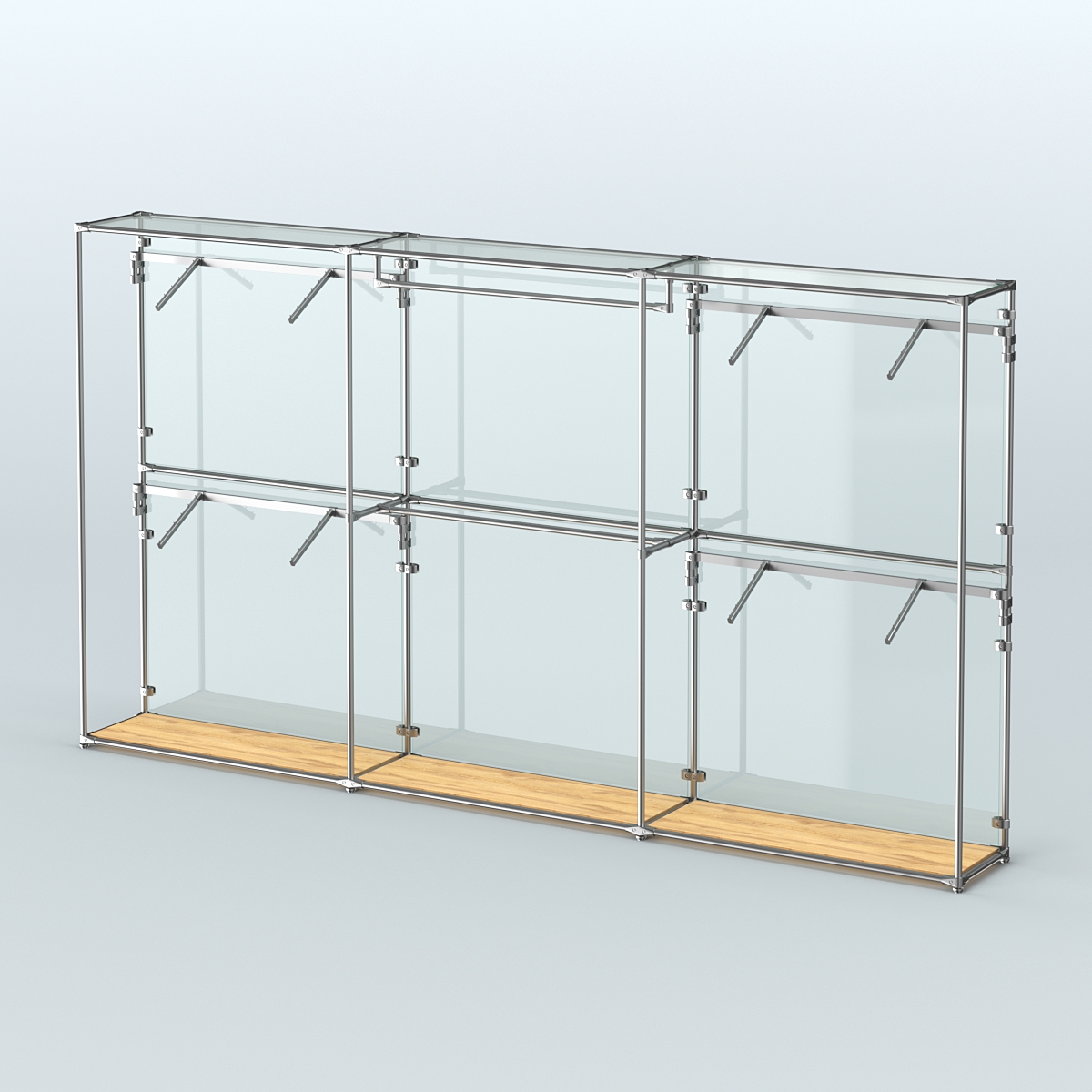 Торговая система ХРОМ (задняя стенка - стекло) 3600 мм с поручнями №2 Дуб Золотистый