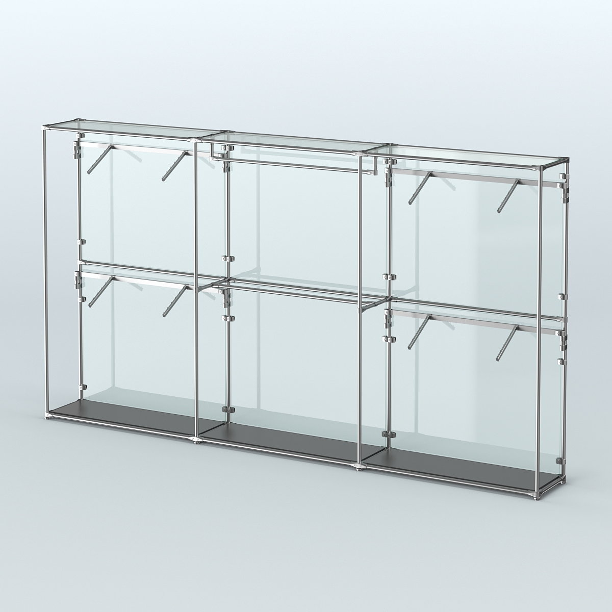 Торговая система ХРОМ (задняя стенка - стекло) 3600 мм с поручнями №2 Черный