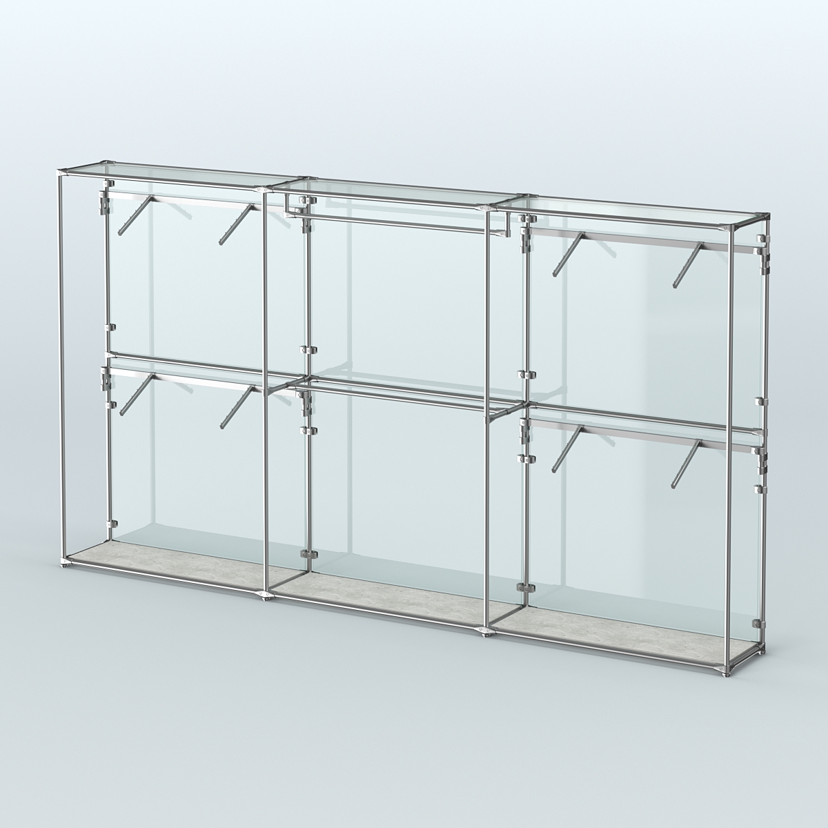 Торговая система ХРОМ (задняя стенка - стекло) 3600 мм с поручнями №2 Метрополитан Грей