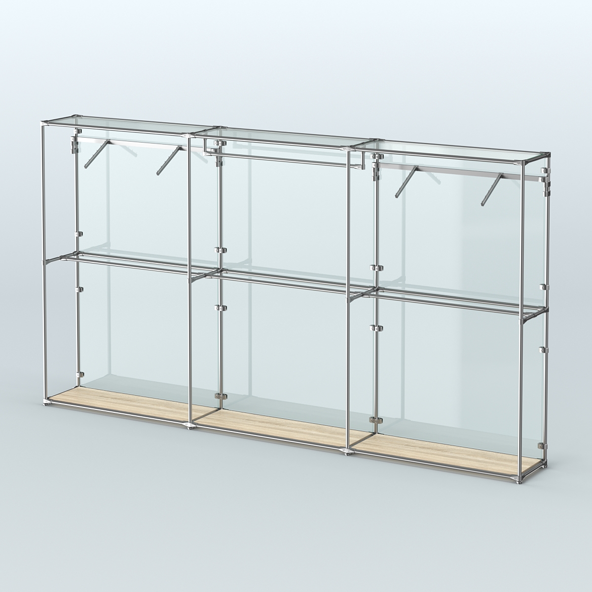 Торговая система ХРОМ (задняя стенка - стекло) 3600 мм с поручнями №3 Дуб Сонома