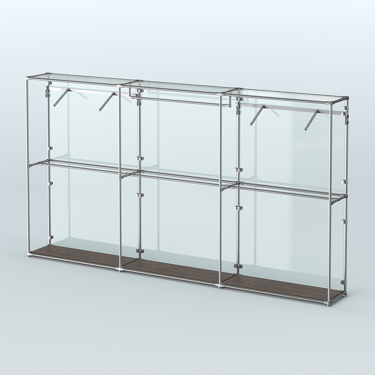 Торговая система ХРОМ (задняя стенка - стекло) 3600 мм с поручнями №3 Дуб Венге