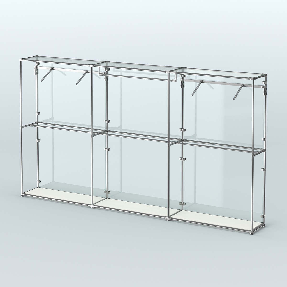 Торговая система ХРОМ (задняя стенка - стекло) 3600 мм с поручнями №3 Белый