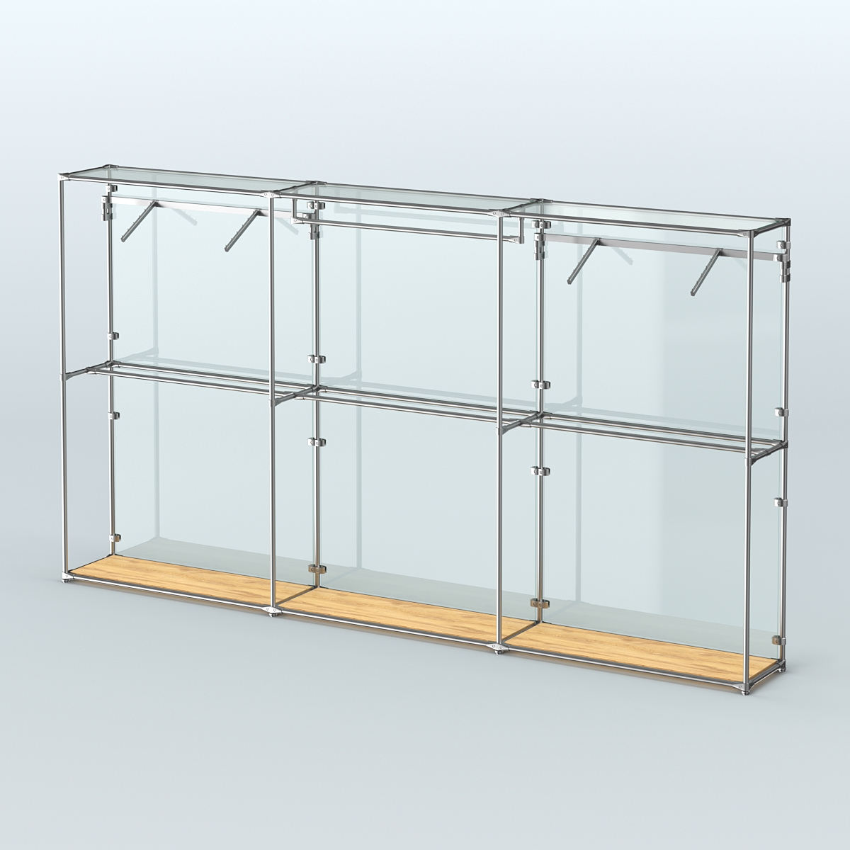 Торговая система ХРОМ (задняя стенка - стекло) 3600 мм с поручнями №3 Дуб Золотистый