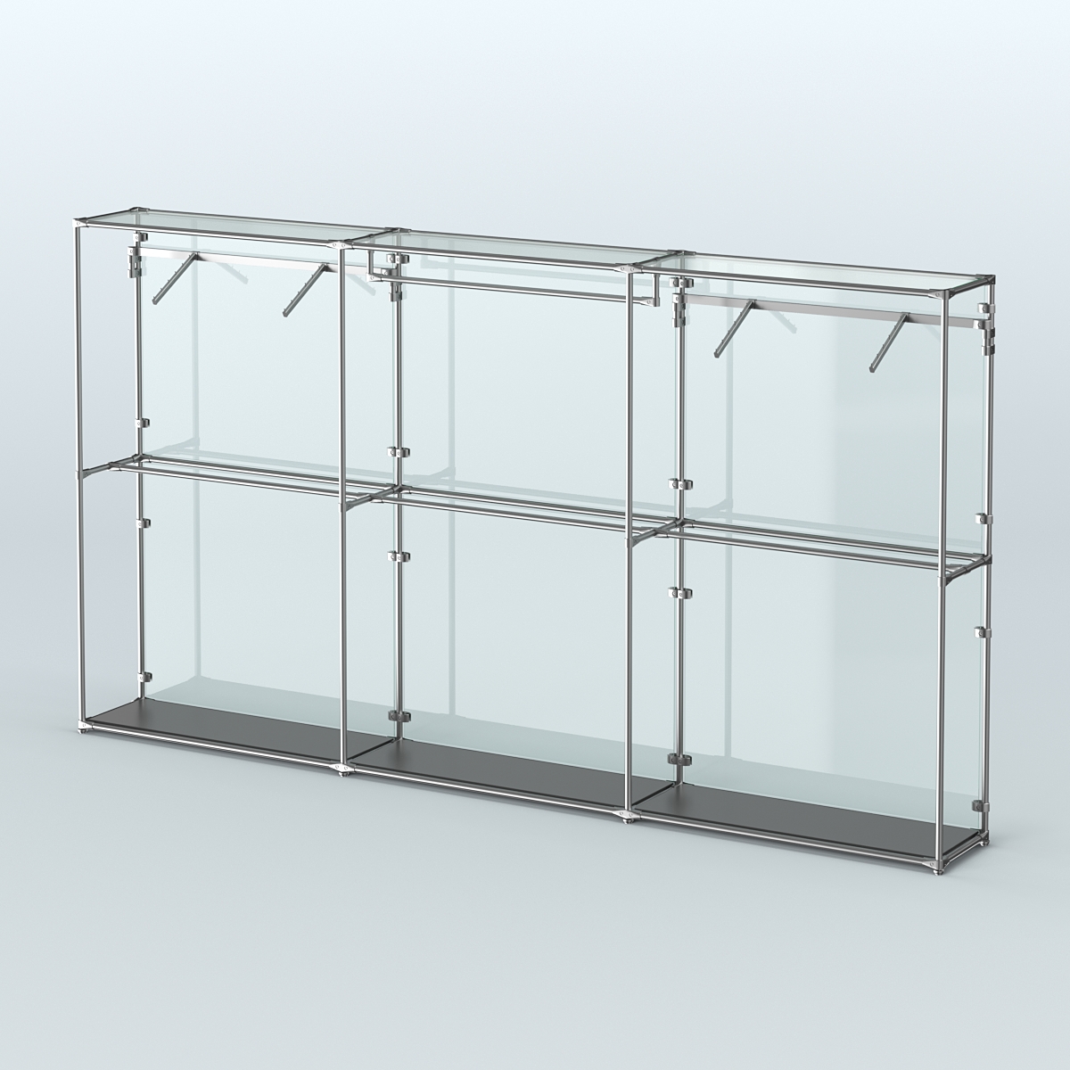 Торговая система ХРОМ (задняя стенка - стекло) 3600 мм с поручнями №3 Черный