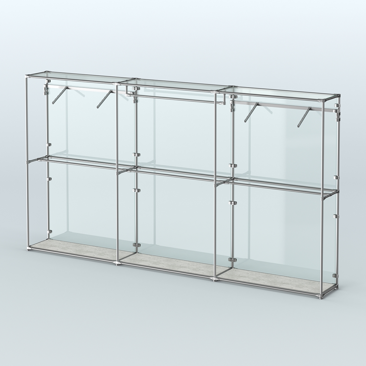 Торговая система ХРОМ (задняя стенка - стекло) 3600 мм с поручнями №3 Метрополитан Грей