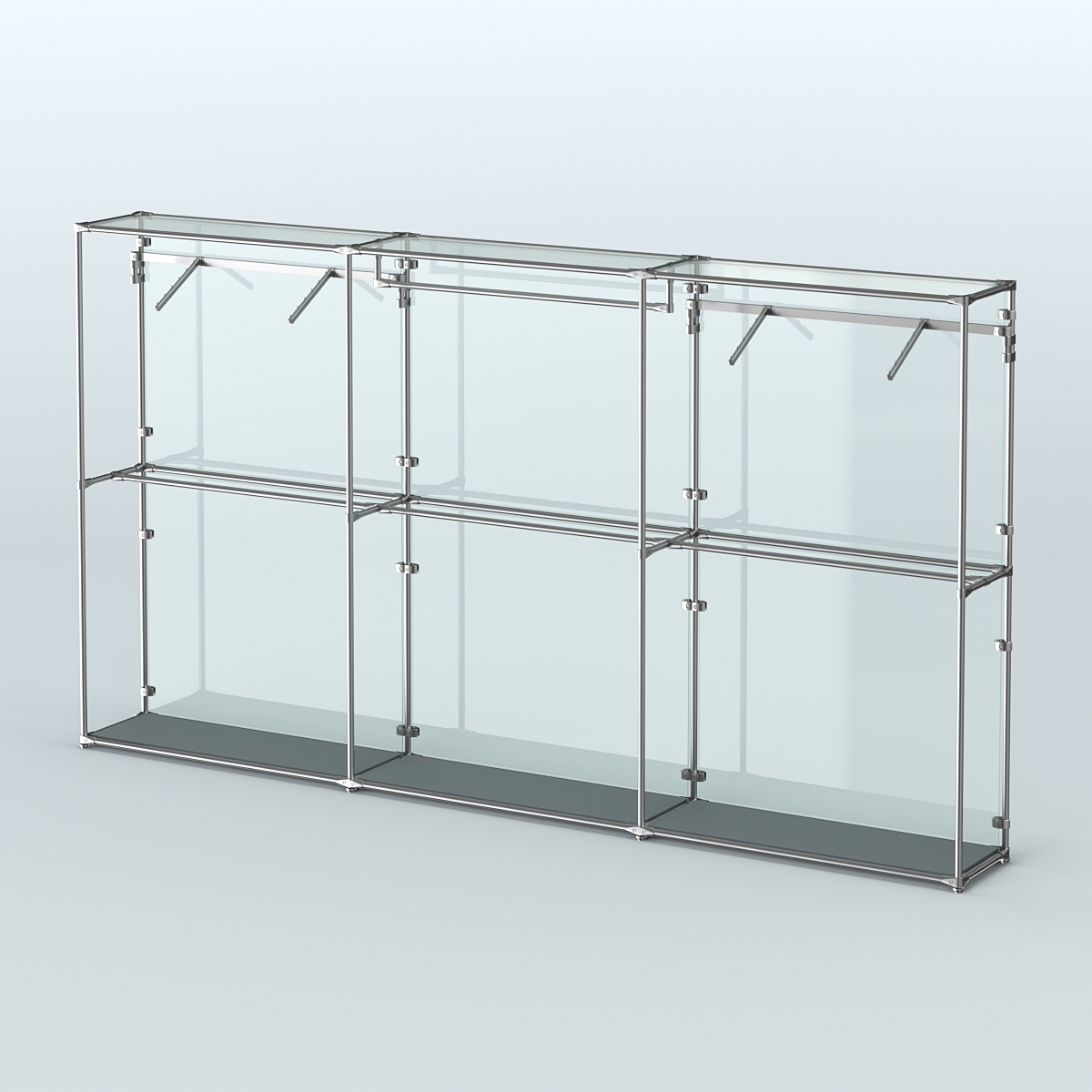 Торговая система ХРОМ (задняя стенка - стекло) 3600 мм с поручнями №3 Темно-Серый