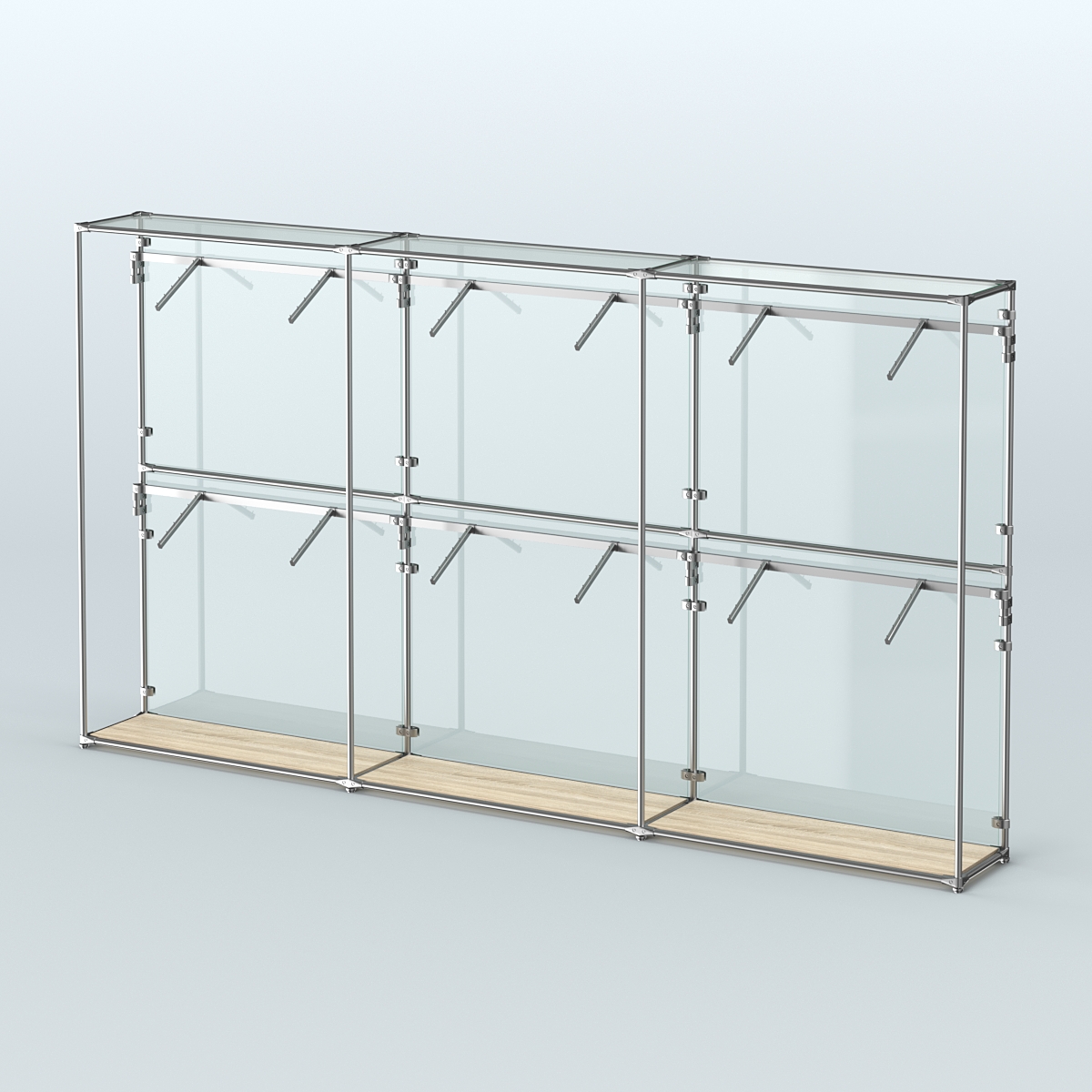 Торговая система ХРОМ (задняя стенка - стекло) 3600 мм с поручнями №4 Дуб Сонома