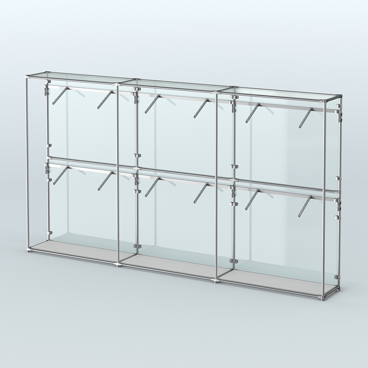 Торговая система ХРОМ (задняя стенка - стекло) 3600 мм с поручнями №4 Серый