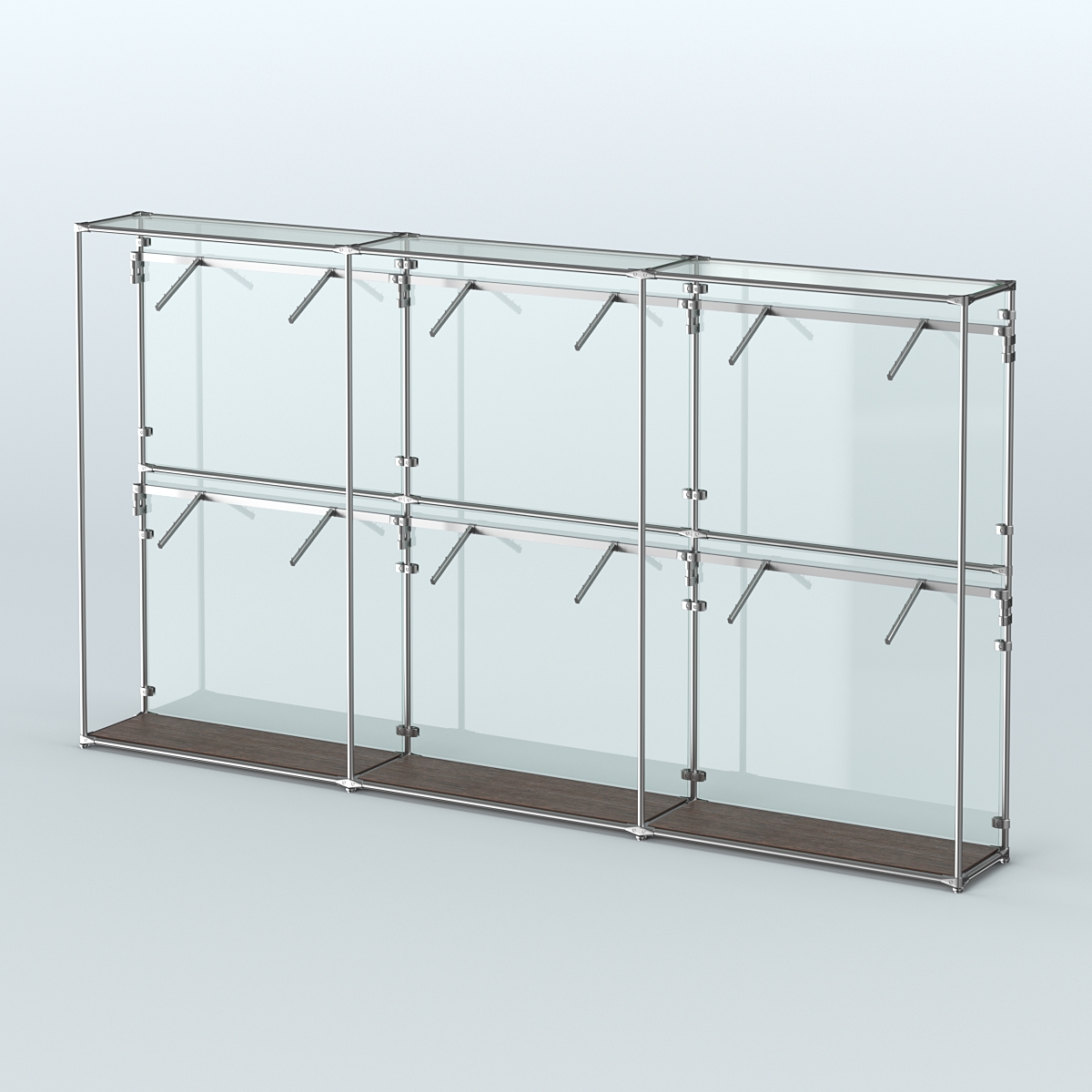 Торговая система ХРОМ (задняя стенка - стекло) 3600 мм с поручнями №4 Дуб Венге