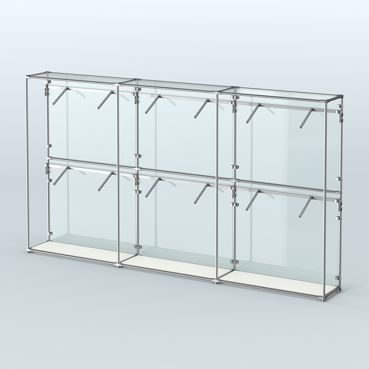 Торговая система ХРОМ (задняя стенка - стекло) 3600 мм с поручнями №4 Белый