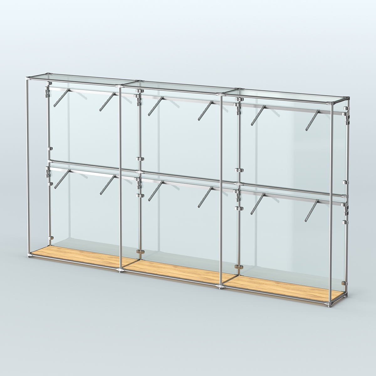 Торговая система ХРОМ (задняя стенка - стекло) 3600 мм с поручнями №4 Дуб Золотистый