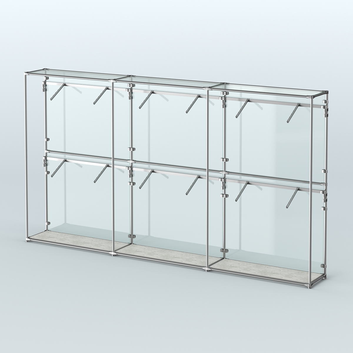 Торговая система ХРОМ (задняя стенка - стекло) 3600 мм с поручнями №4 Метрополитан Грей