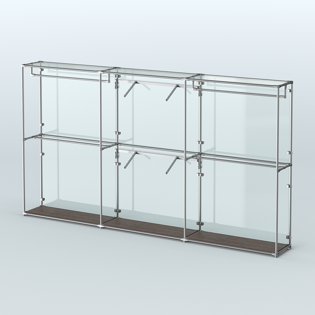 Торговая система ХРОМ (задняя стенка - стекло) 3600 мм с поручнями №5 Дуб Венге