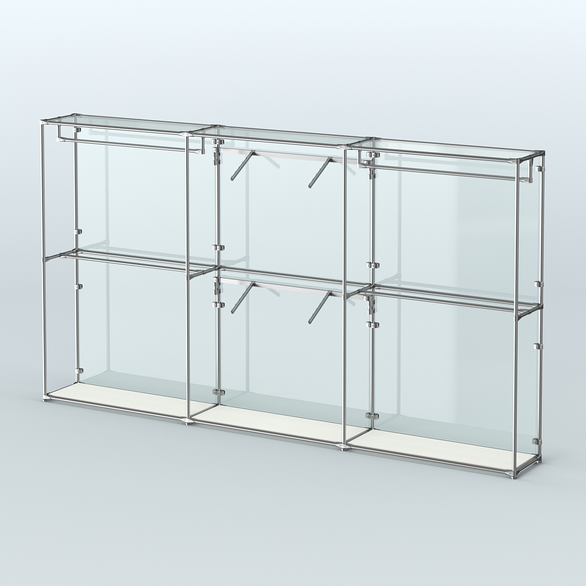 Торговая система ХРОМ (задняя стенка - стекло) 3600 мм с поручнями №5 Белый