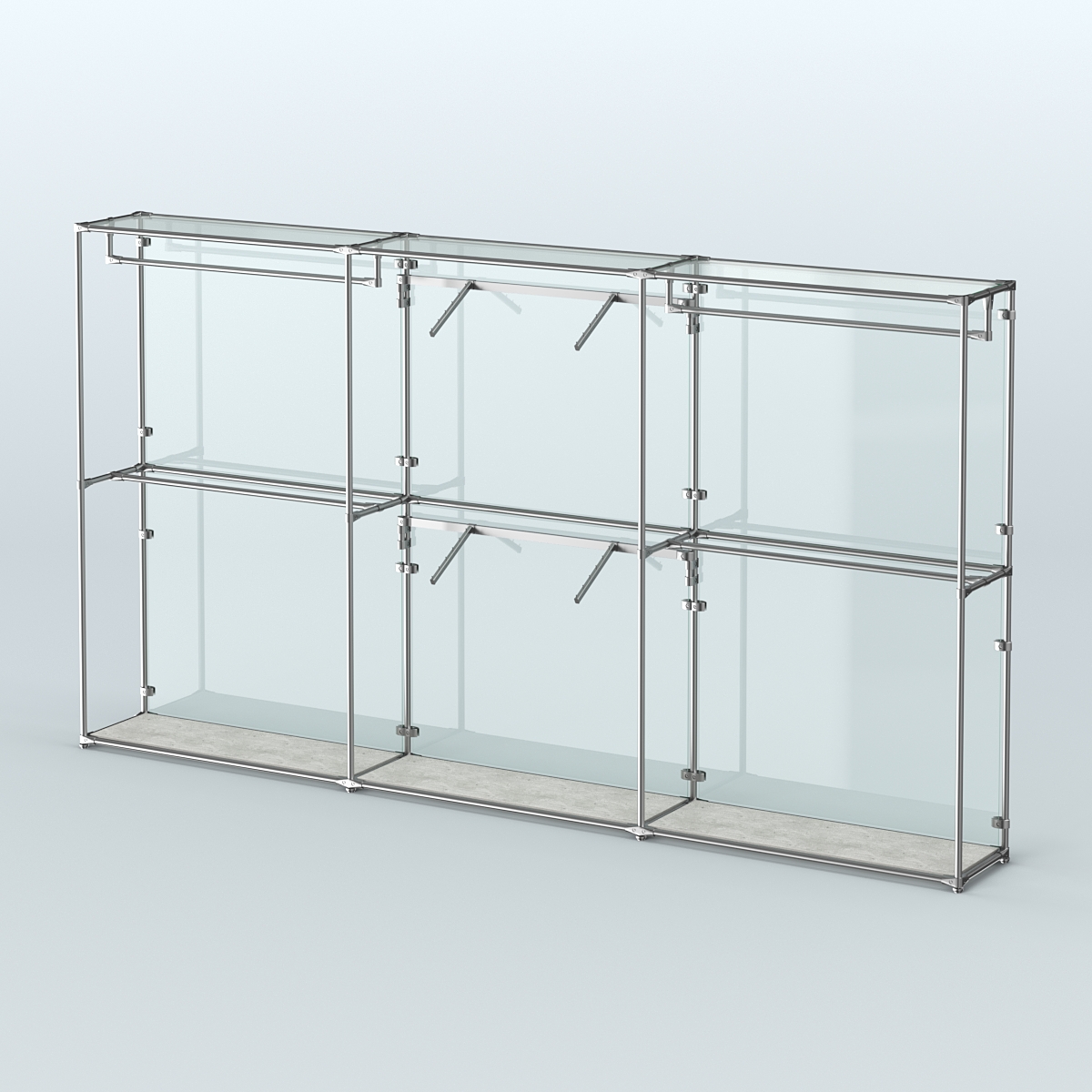 Торговая система ХРОМ (задняя стенка - стекло) 3600 мм с поручнями №5 Метрополитан Грей