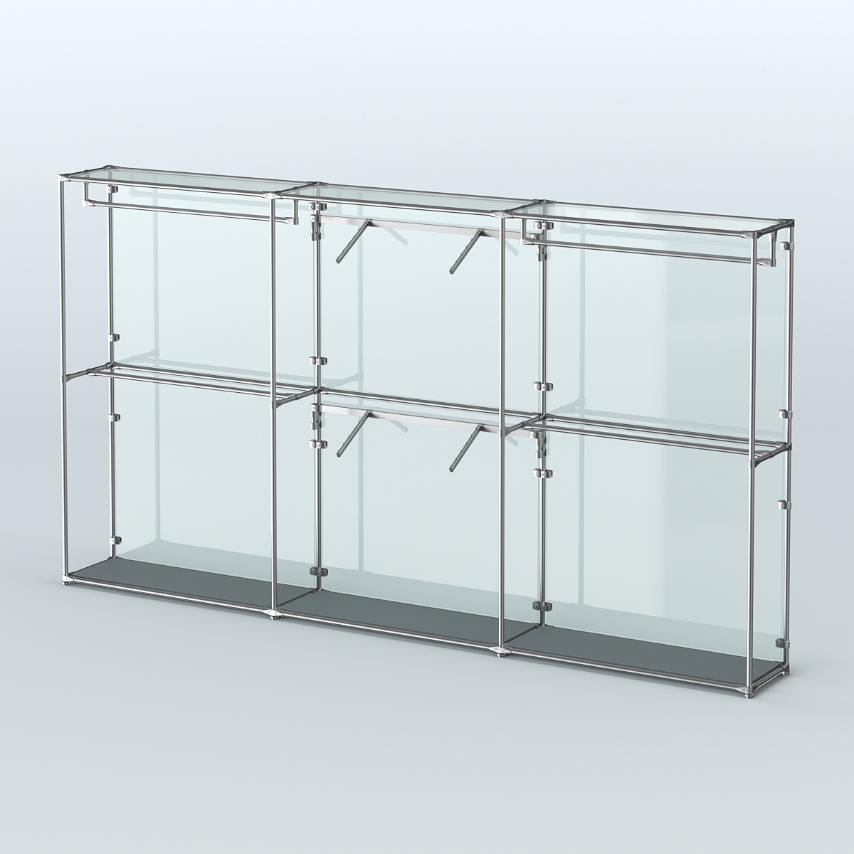Торговая система ХРОМ (задняя стенка - стекло) 3600 мм с поручнями №5 Темно-Серый