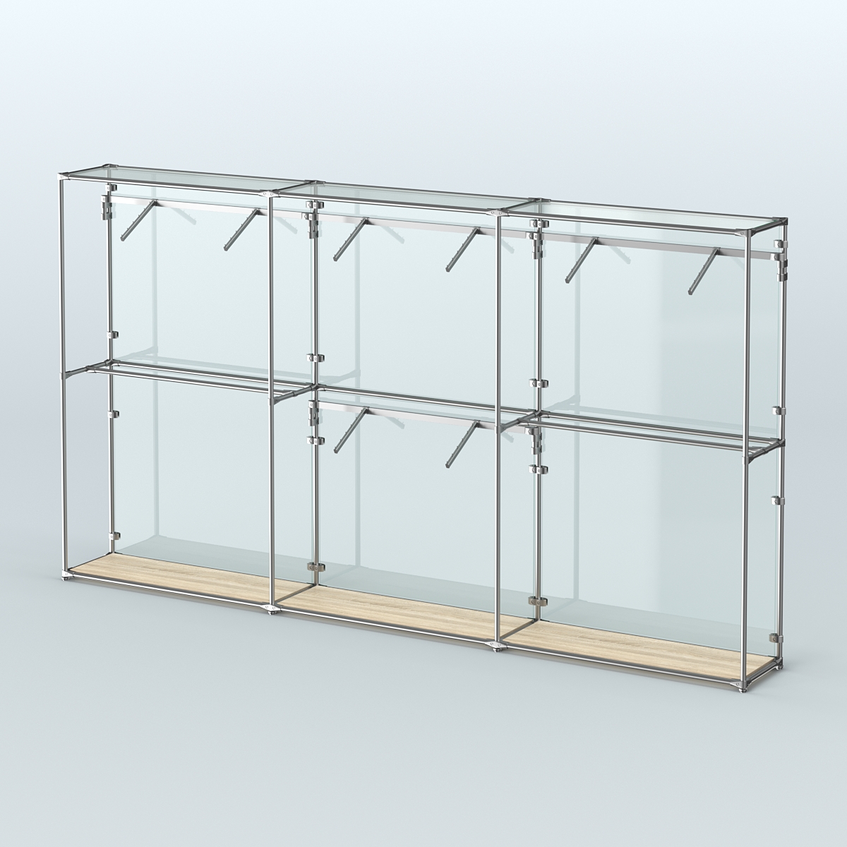 Торговая система ХРОМ (задняя стенка - стекло) 3600 мм с поручнями №6 Дуб Сонома