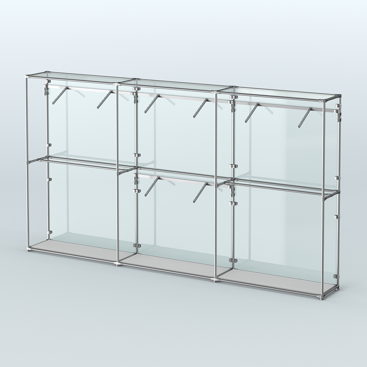 Торговая система ХРОМ (задняя стенка - стекло) 3600 мм с поручнями №6 Серый