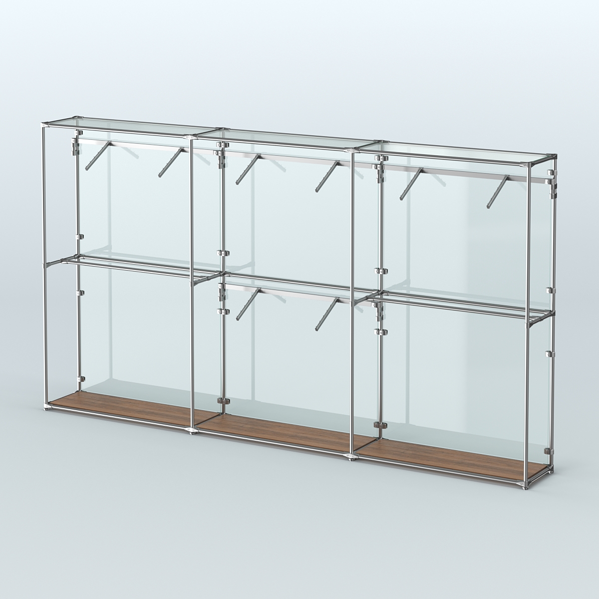 Торговая система ХРОМ (задняя стенка - стекло) 3600 мм с поручнями №6 Дуб Венге