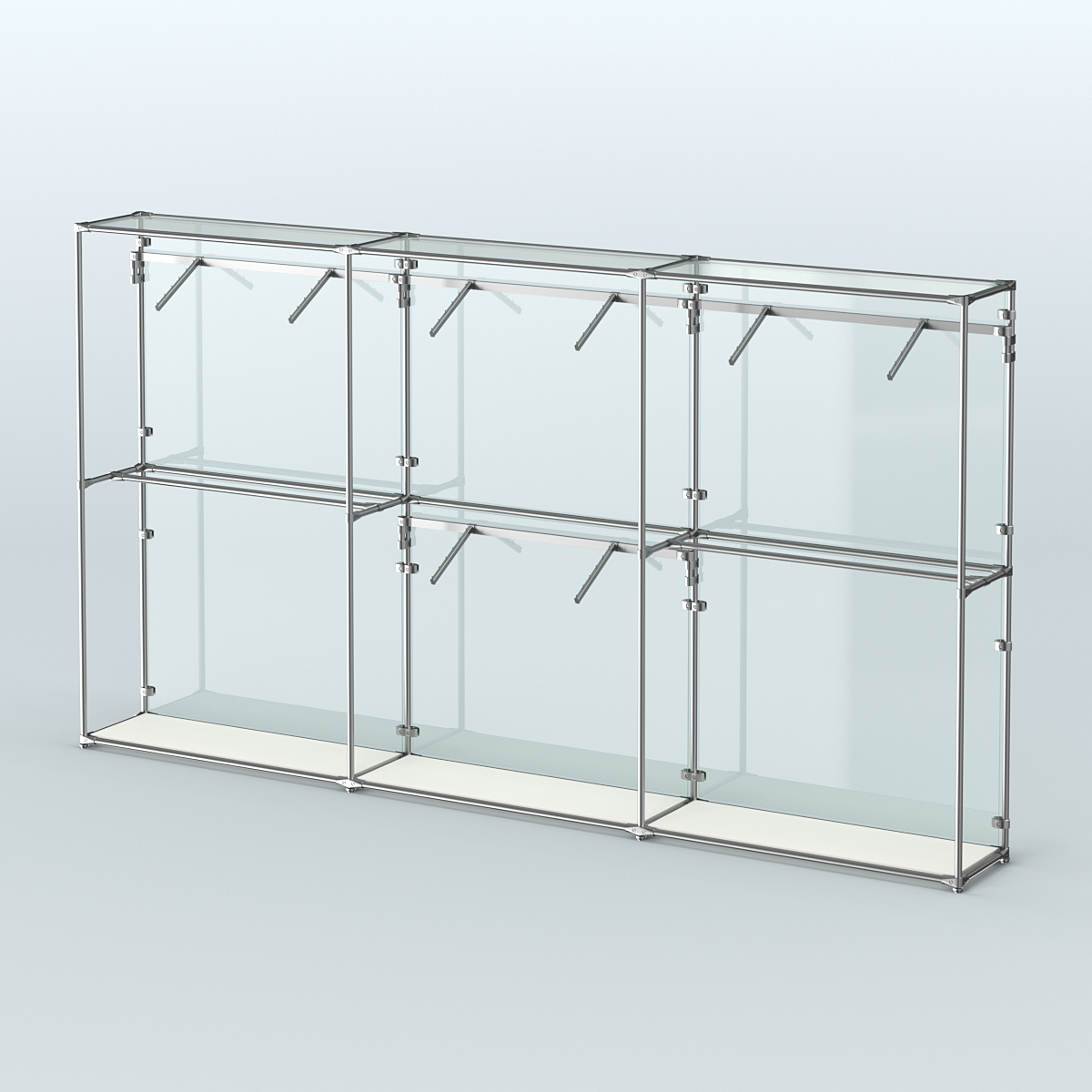 Торговая система ХРОМ (задняя стенка - стекло) 3600 мм с поручнями №6 Белый