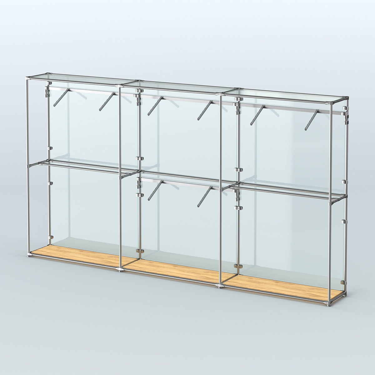 Торговая система ХРОМ (задняя стенка - стекло) 3600 мм с поручнями №6 Дуб Золотистый