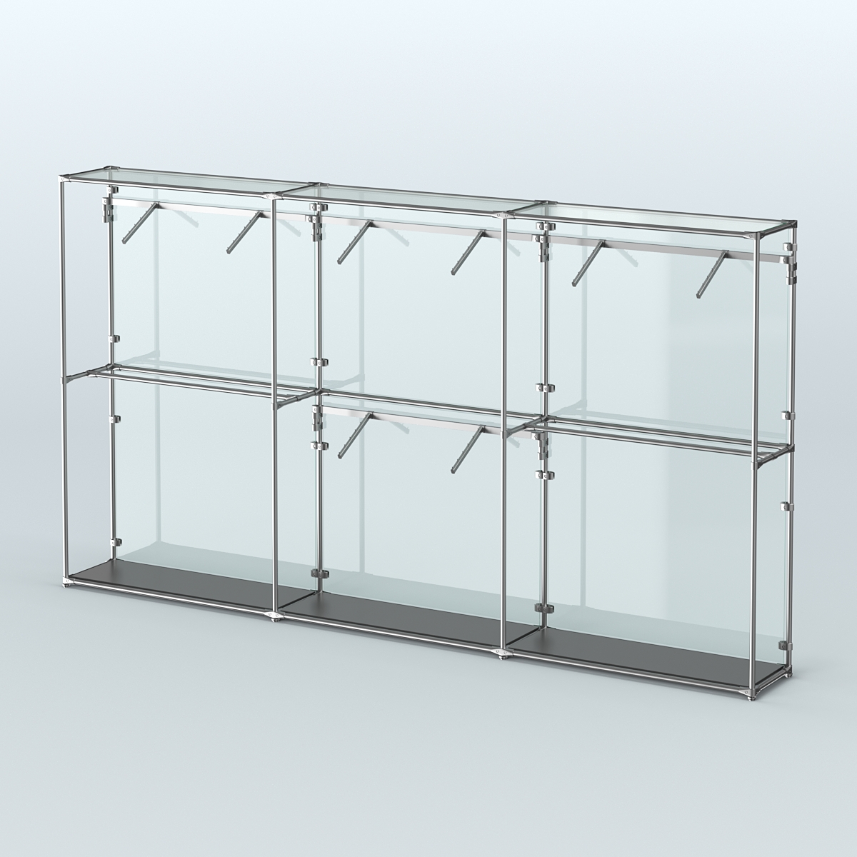 Торговая система ХРОМ (задняя стенка - стекло) 3600 мм с поручнями №6 Черный