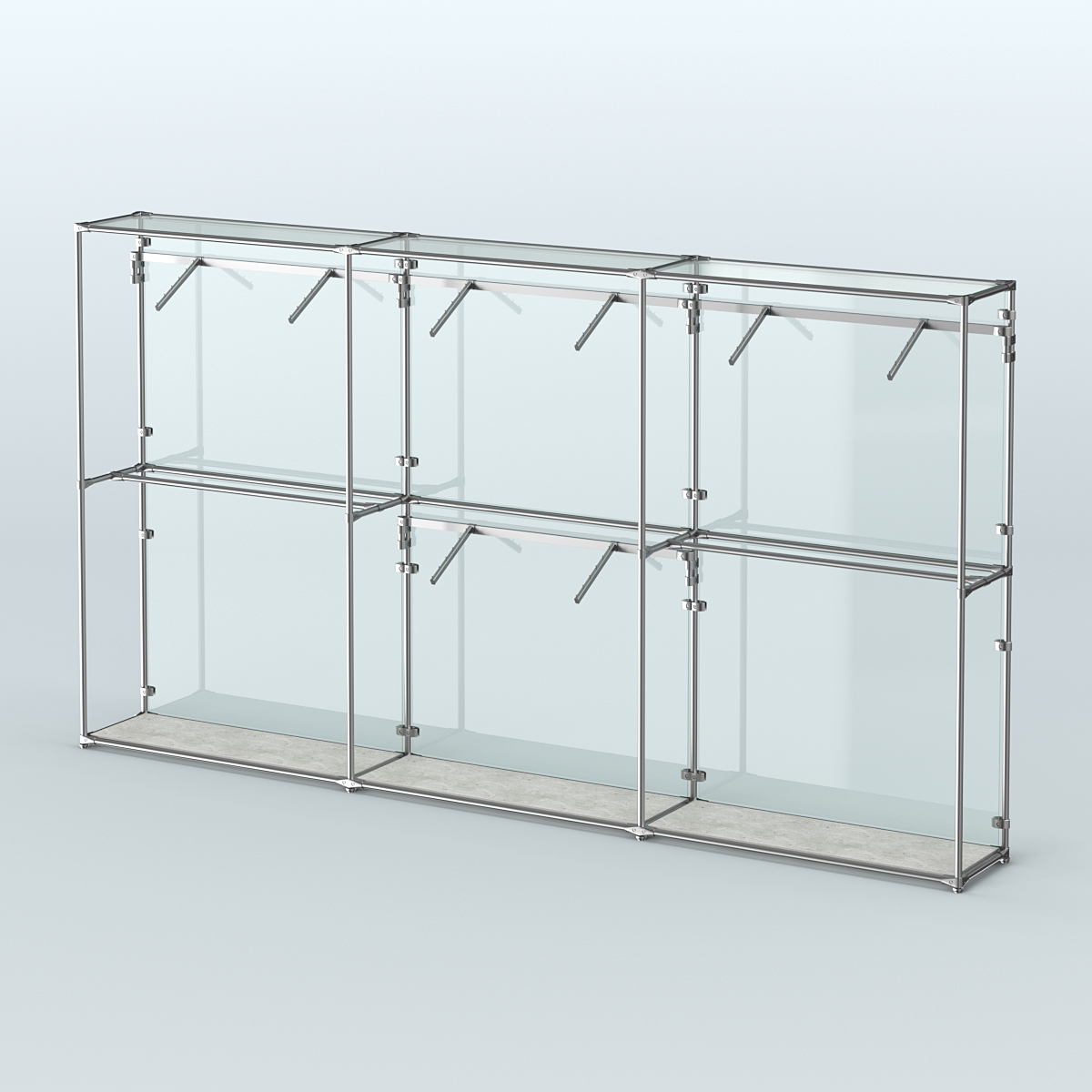 Торговая система ХРОМ (задняя стенка - стекло) 3600 мм с поручнями №6 Метрополитан Грей