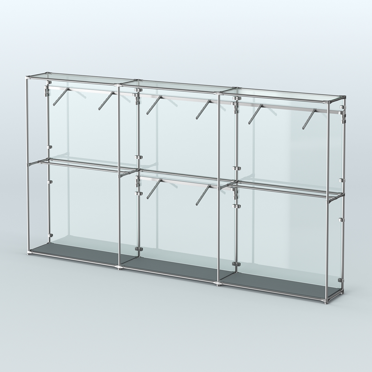 Торговая система ХРОМ (задняя стенка - стекло) 3600 мм с поручнями №6 Темно-Серый