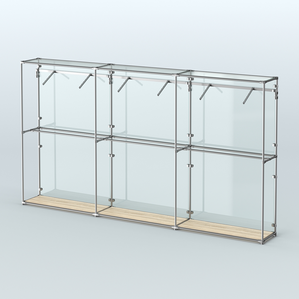 Торговая система ХРОМ (задняя стенка - стекло) 3600 мм с поручнями №7 Дуб Сонома