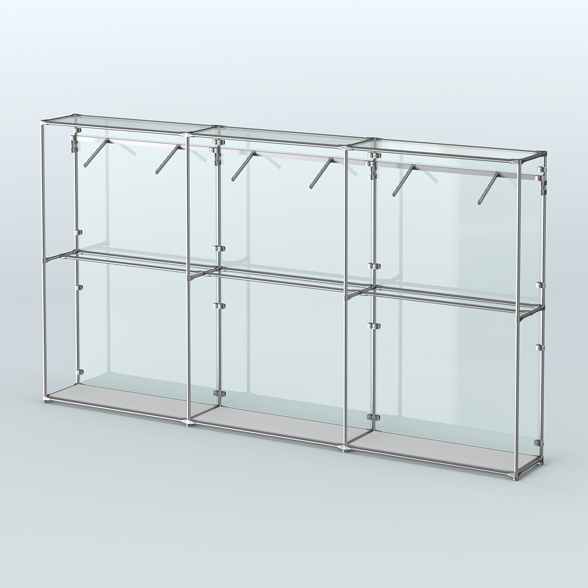 Торговая система ХРОМ (задняя стенка - стекло) 3600 мм с поручнями №7 Серый