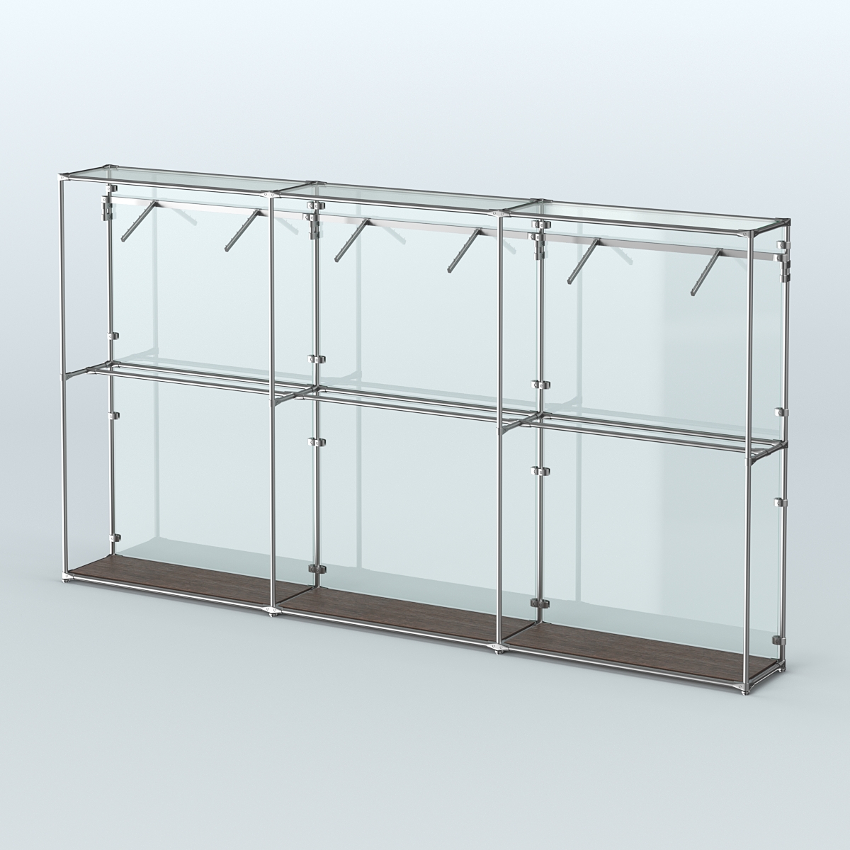 Торговая система ХРОМ (задняя стенка - стекло) 3600 мм с поручнями №7 Дуб Венге