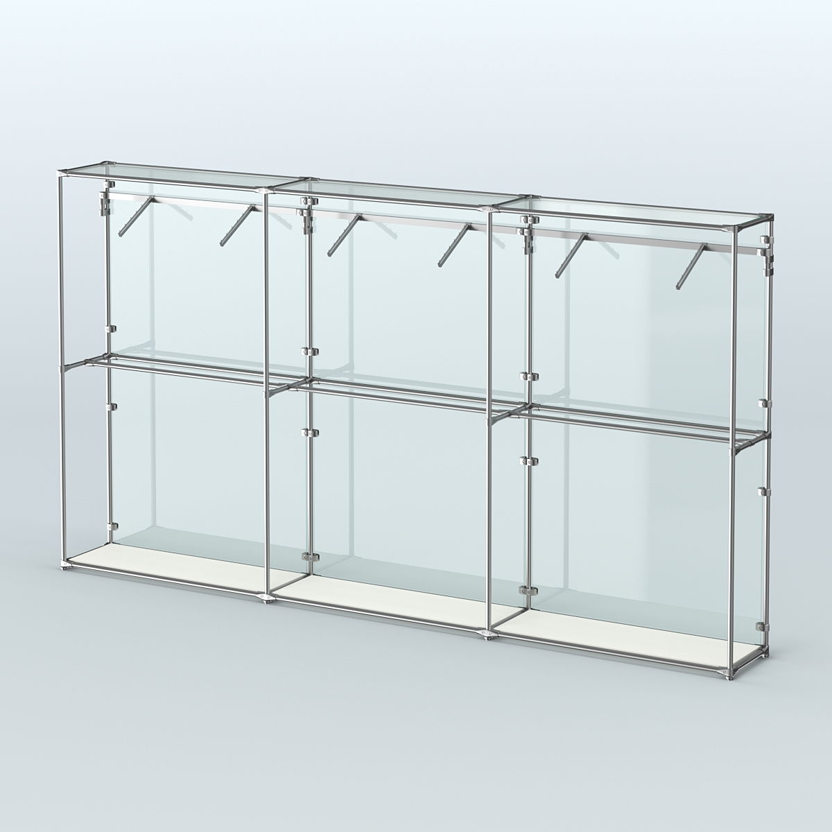 Торговая система ХРОМ (задняя стенка - стекло) 3600 мм с поручнями №7 Белый