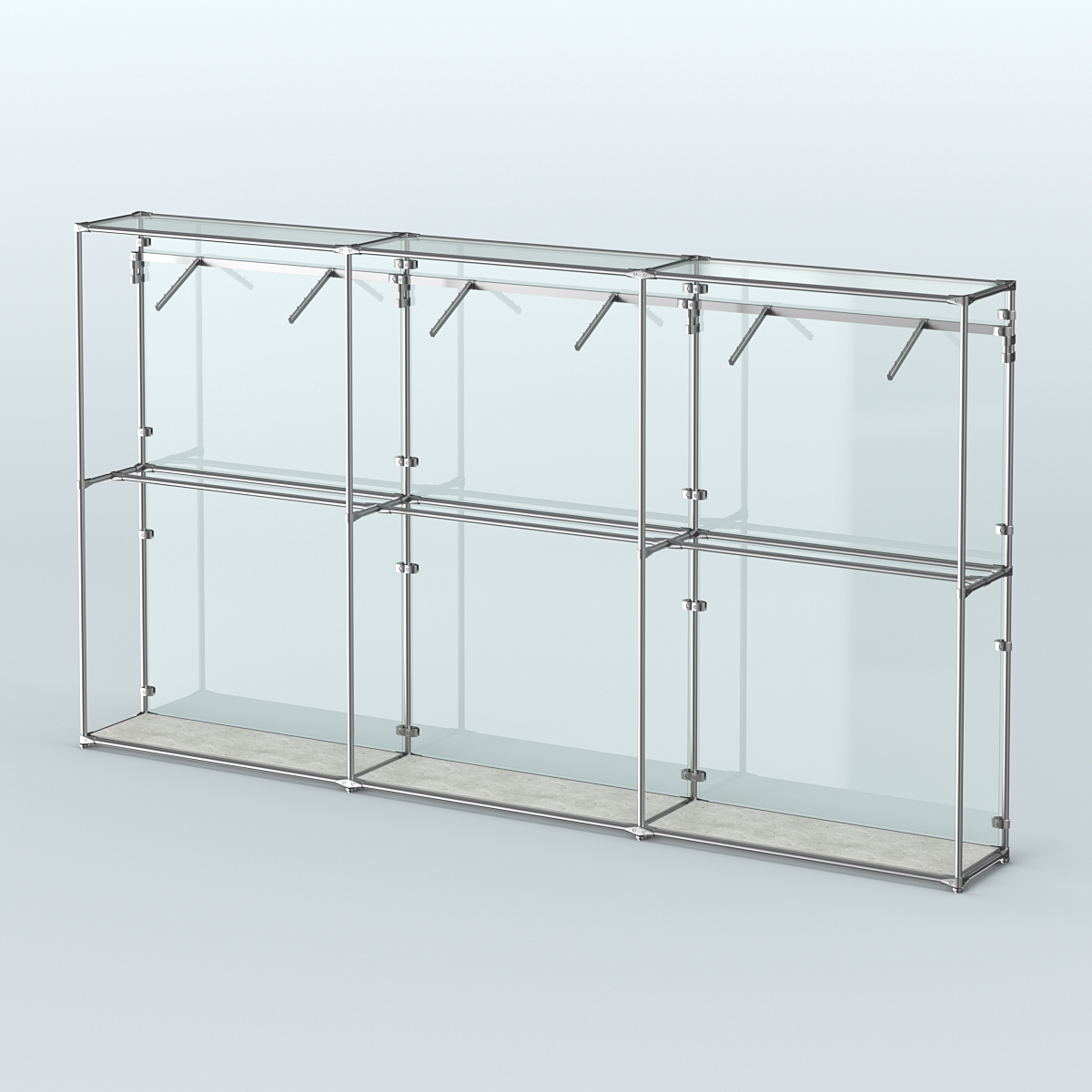 Торговая система ХРОМ (задняя стенка - стекло) 3600 мм с поручнями №7 Метрополитан Грей