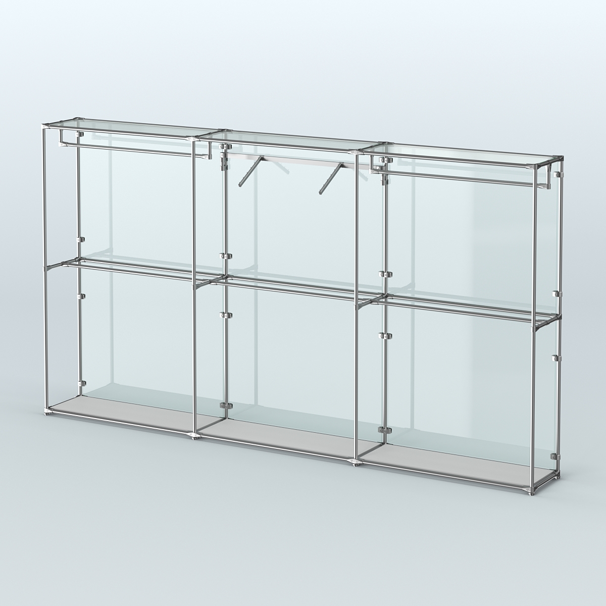 Торговая система ХРОМ (задняя стенка - стекло) 3600 мм с поручнями №8 Серый