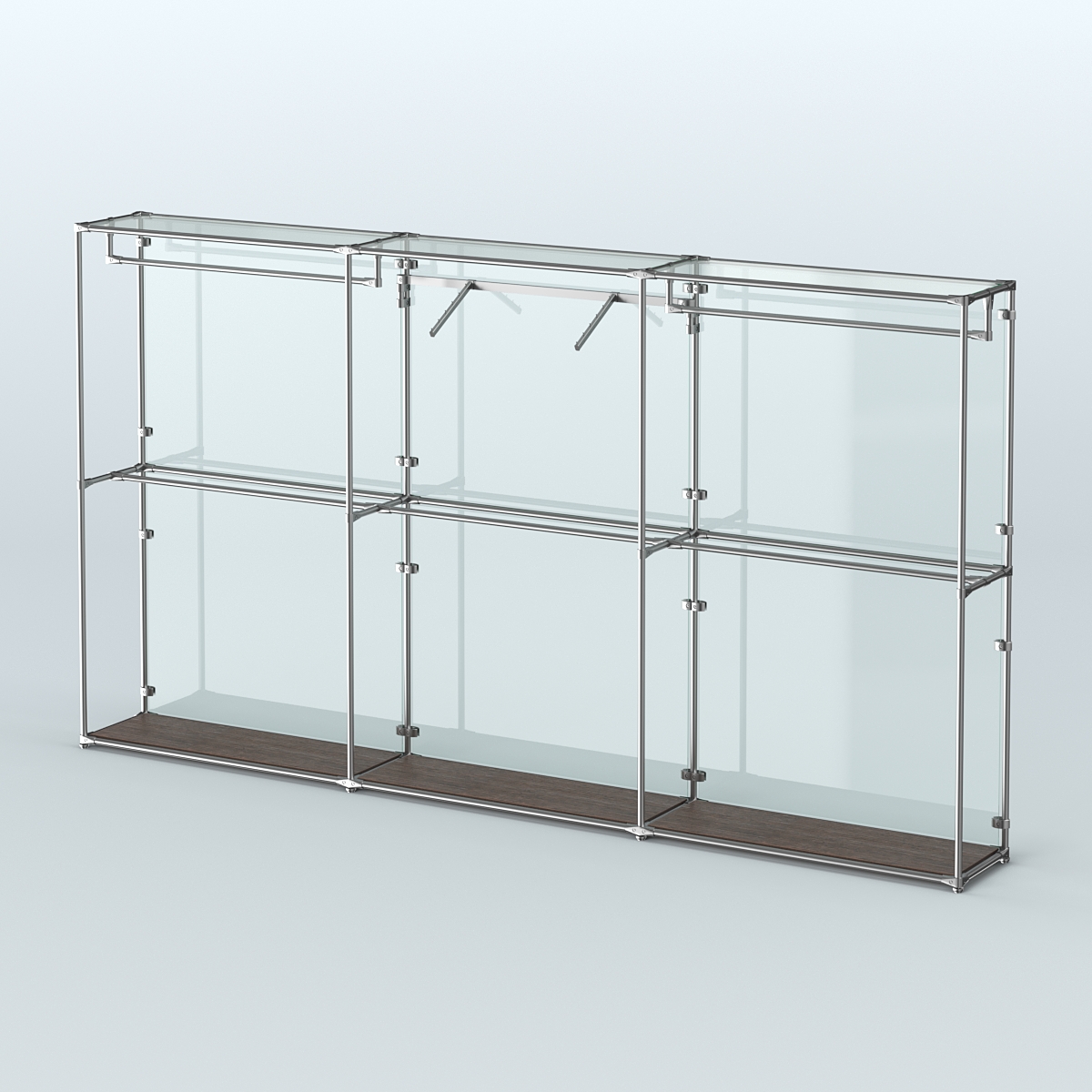 Торговая система ХРОМ (задняя стенка - стекло) 3600 мм с поручнями №8 Дуб Венге