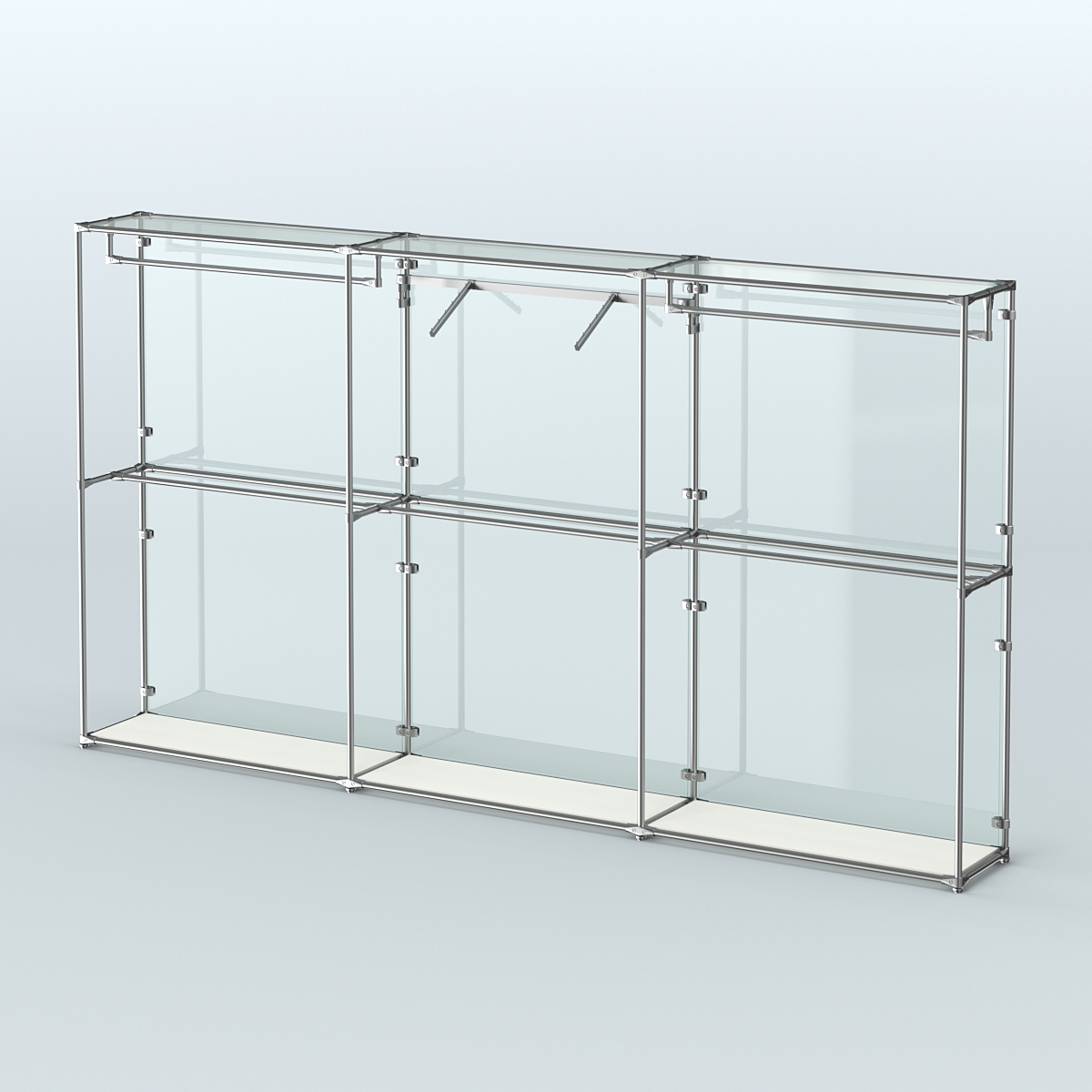 Торговая система ХРОМ (задняя стенка - стекло) 3600 мм с поручнями №8 Белый