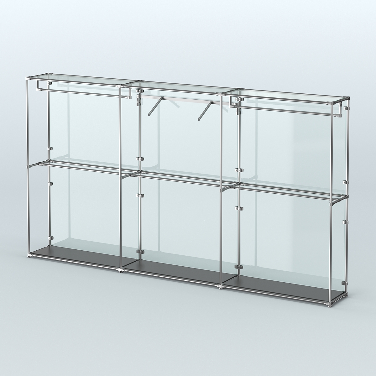 Торговая система ХРОМ (задняя стенка - стекло) 3600 мм с поручнями №8 Черный