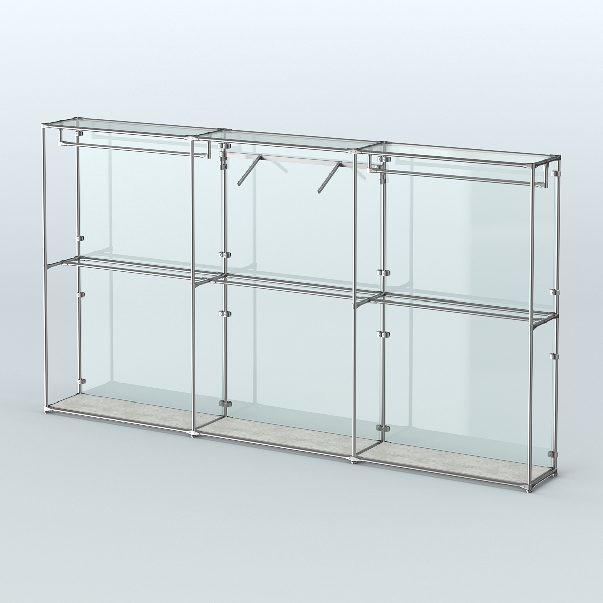 Торговая система ХРОМ (задняя стенка - стекло) 3600 мм с поручнями №8 Метрополитан Грей