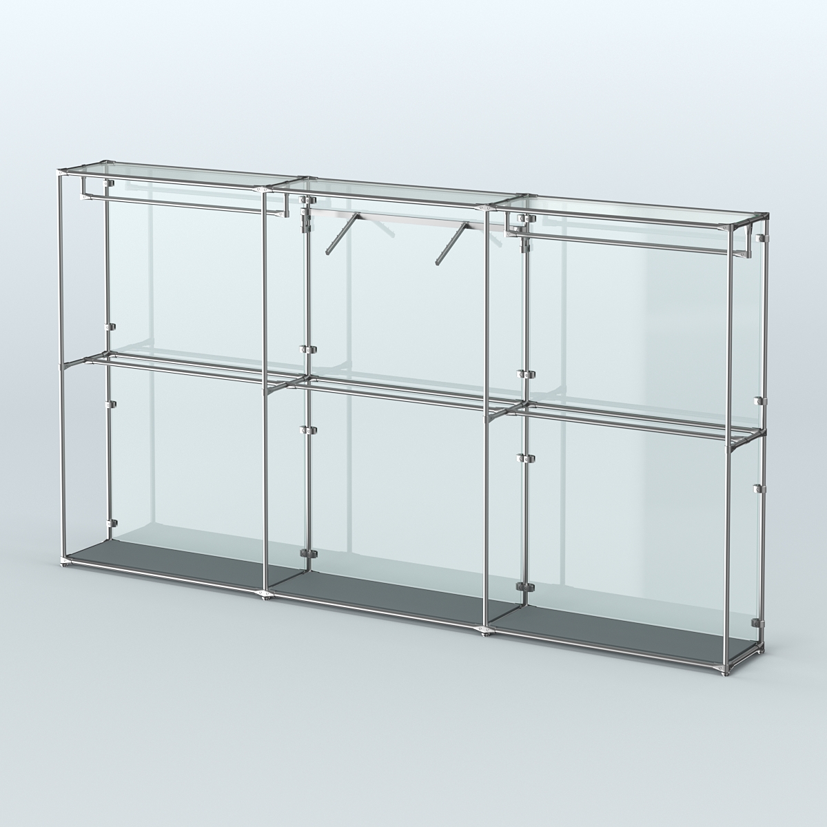 Торговая система ХРОМ (задняя стенка - стекло) 3600 мм с поручнями №8 Темно-Серый