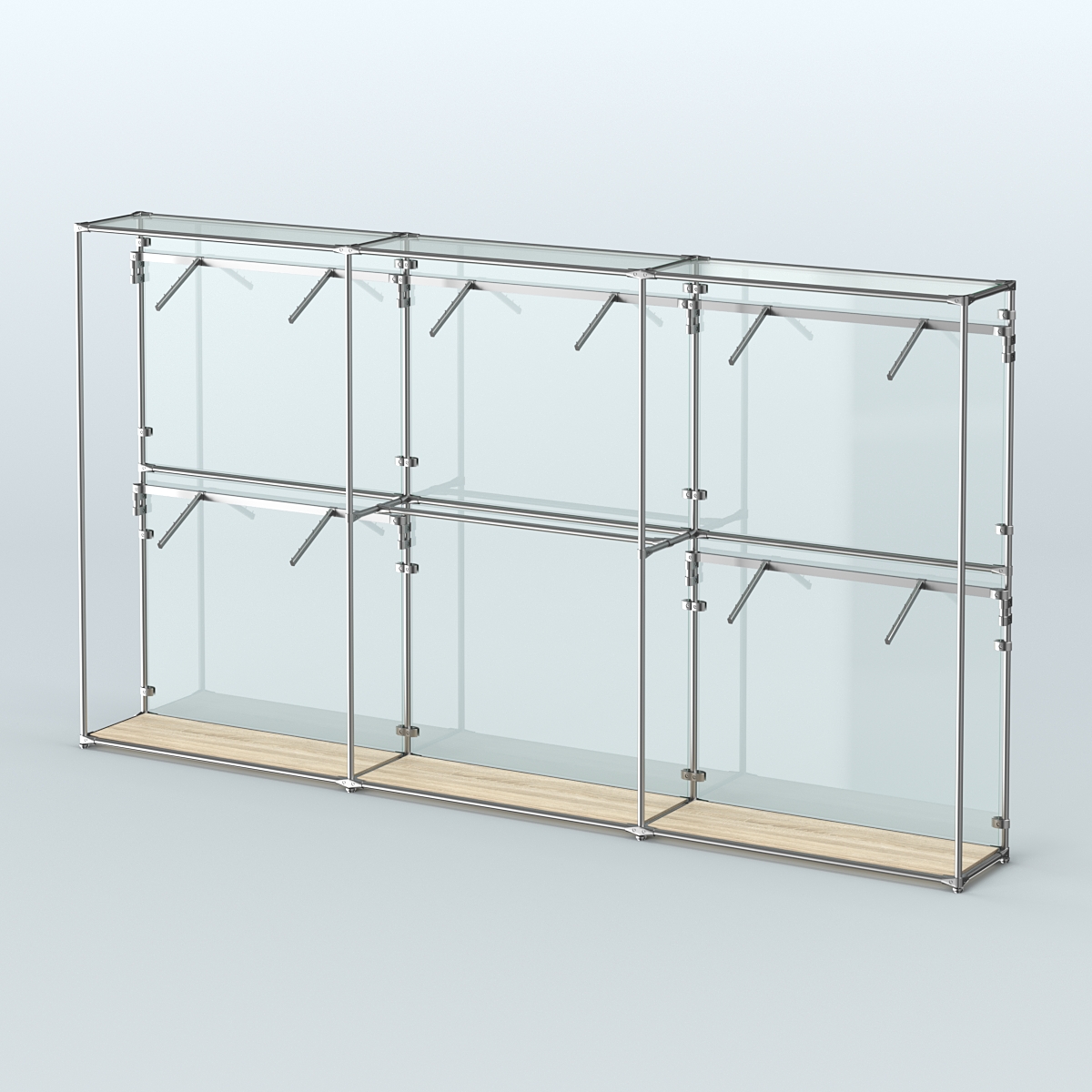 Торговая система ХРОМ (задняя стенка - стекло) 3600 мм с поручнями №9 Дуб Сонома
