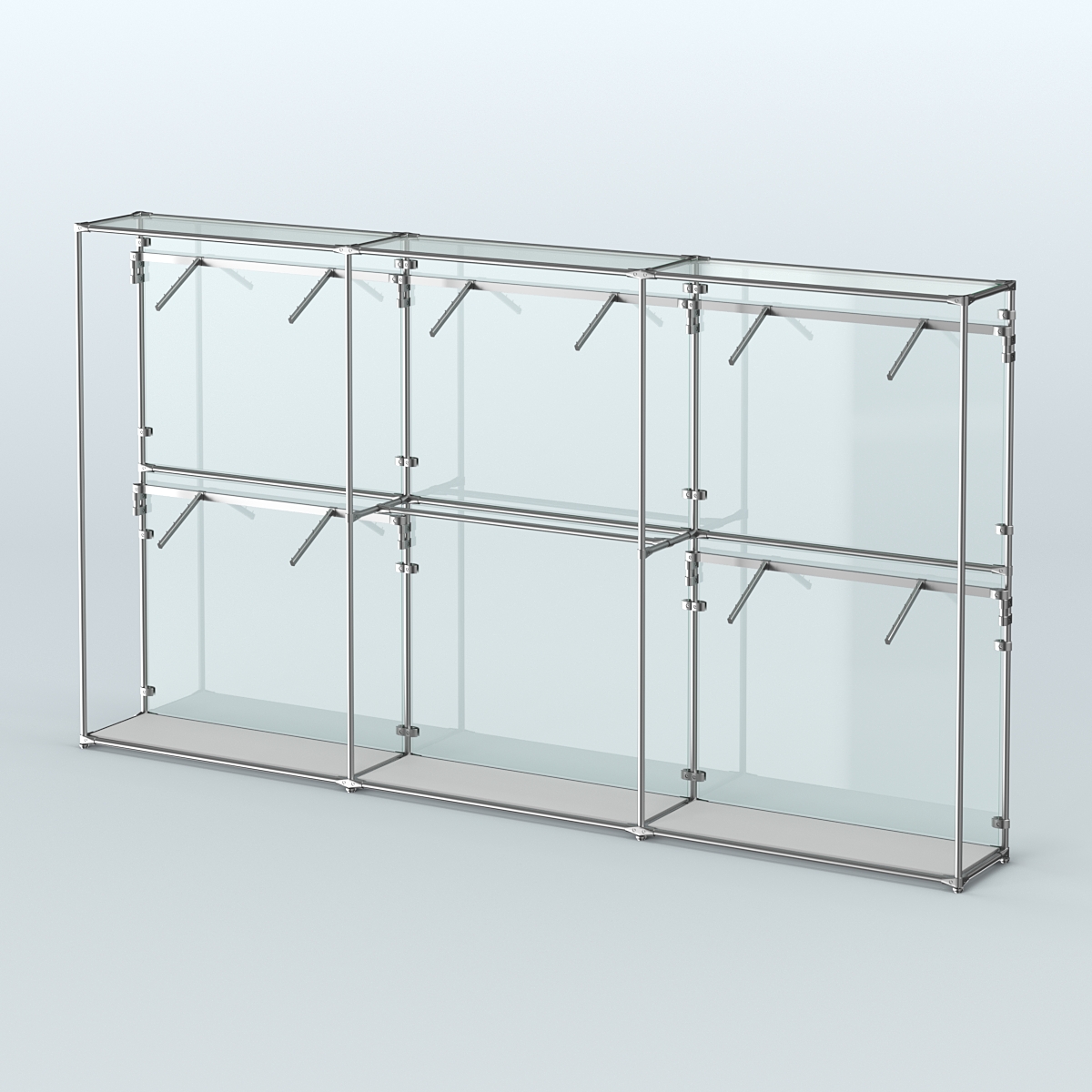 Торговая система ХРОМ (задняя стенка - стекло) 3600 мм с поручнями №9 Серый