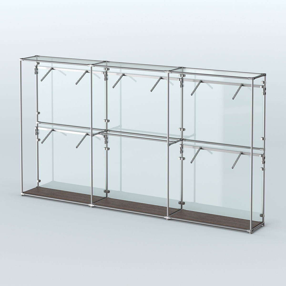 Торговая система ХРОМ (задняя стенка - стекло) 3600 мм с поручнями №9 Дуб Венге