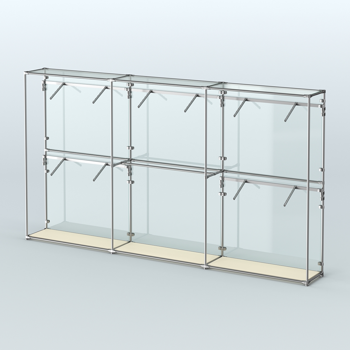 Торговая система ХРОМ (задняя стенка - стекло) 3600 мм с поручнями №9 Крем Вайс