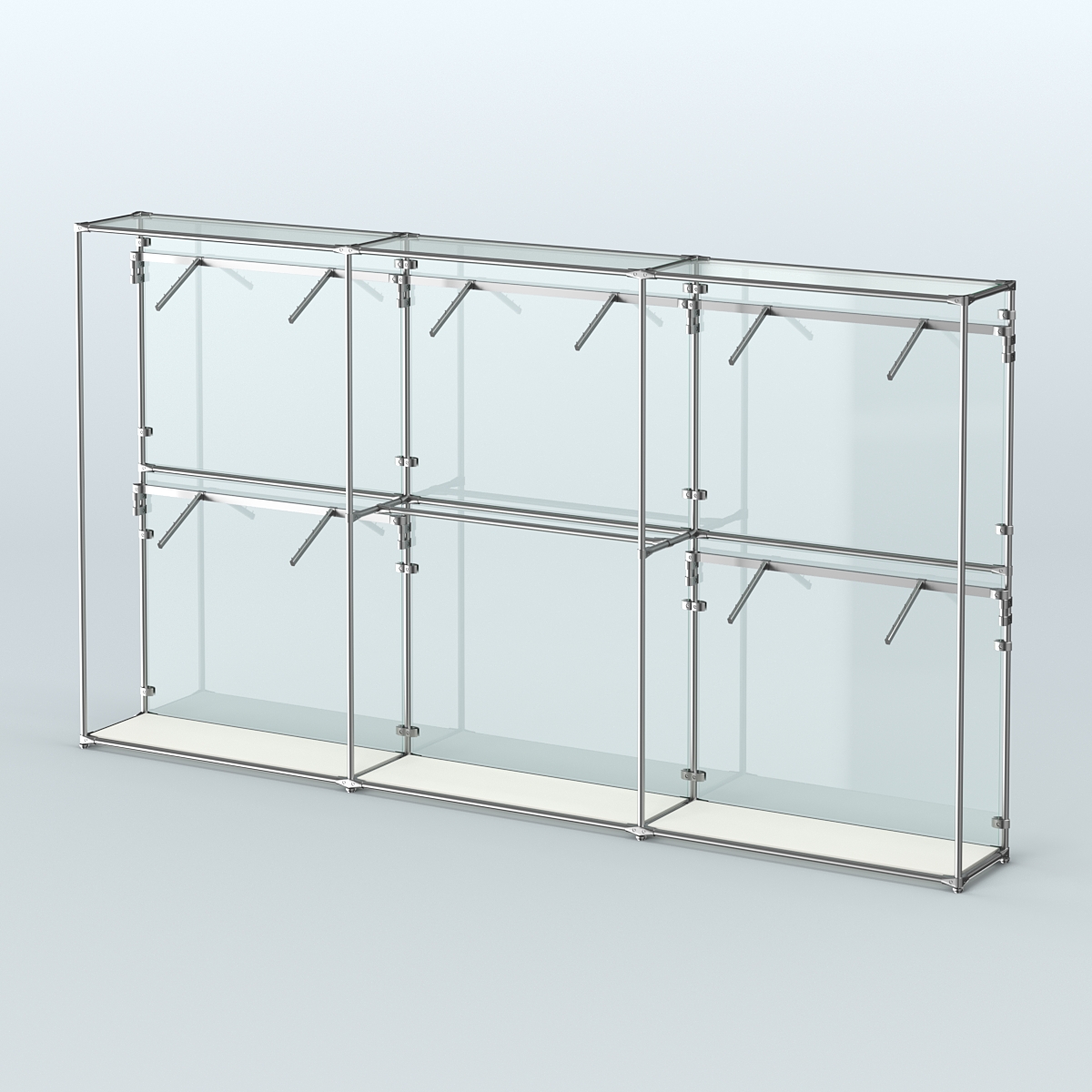 Торговая система ХРОМ (задняя стенка - стекло) 3600 мм с поручнями №9 Белый