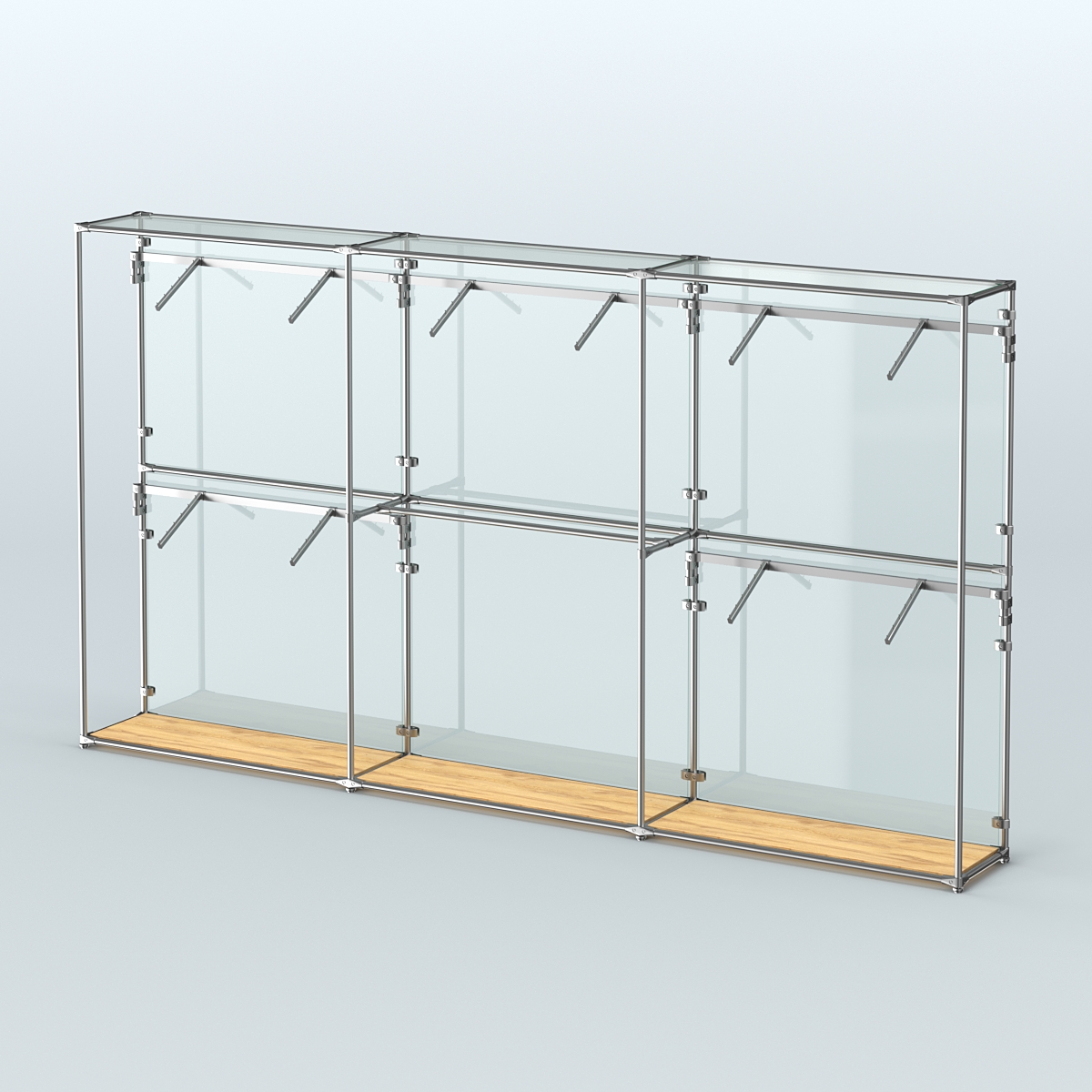 Торговая система ХРОМ (задняя стенка - стекло) 3600 мм с поручнями №9 Дуб Золотистый