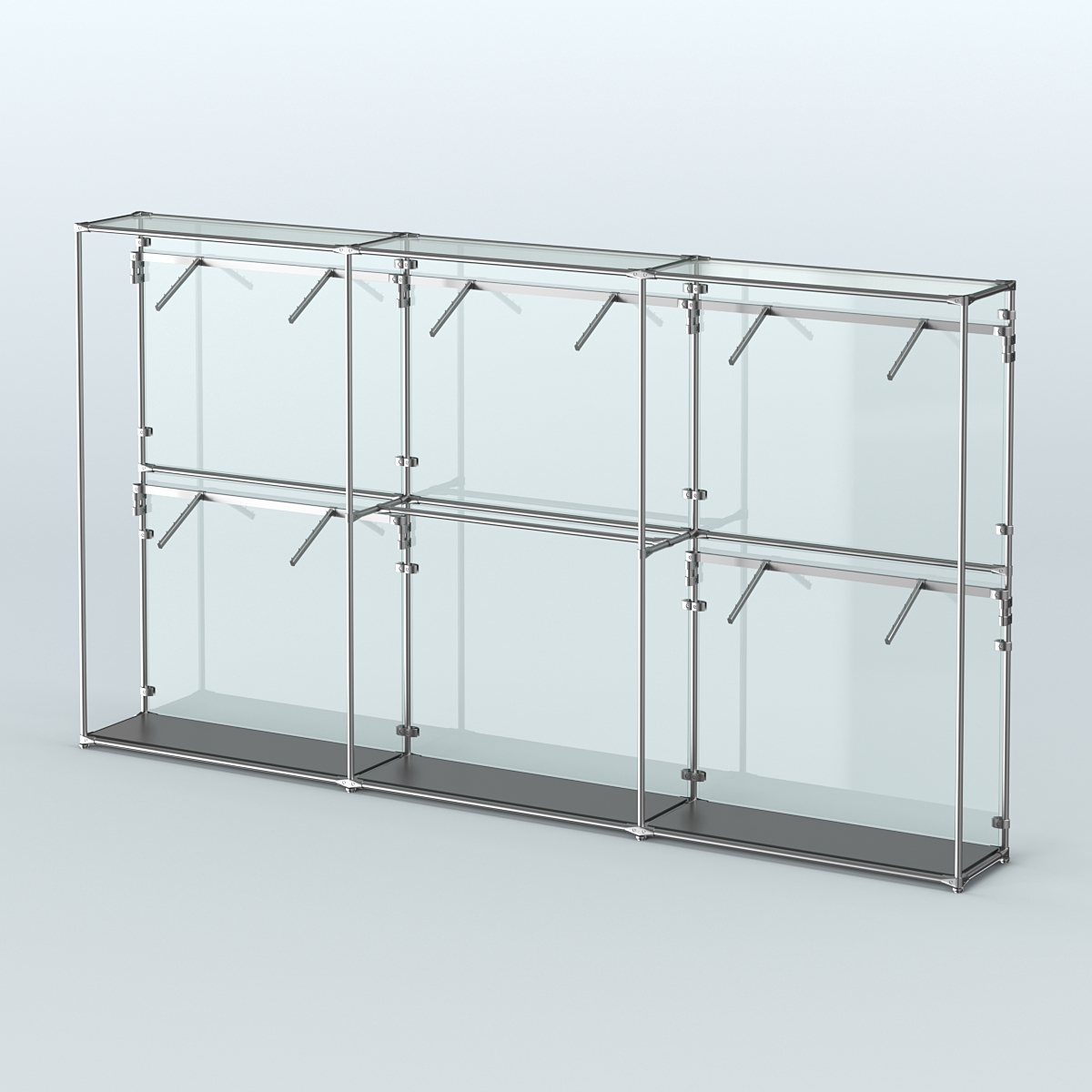 Торговая система ХРОМ (задняя стенка - стекло) 3600 мм с поручнями №9 Черный