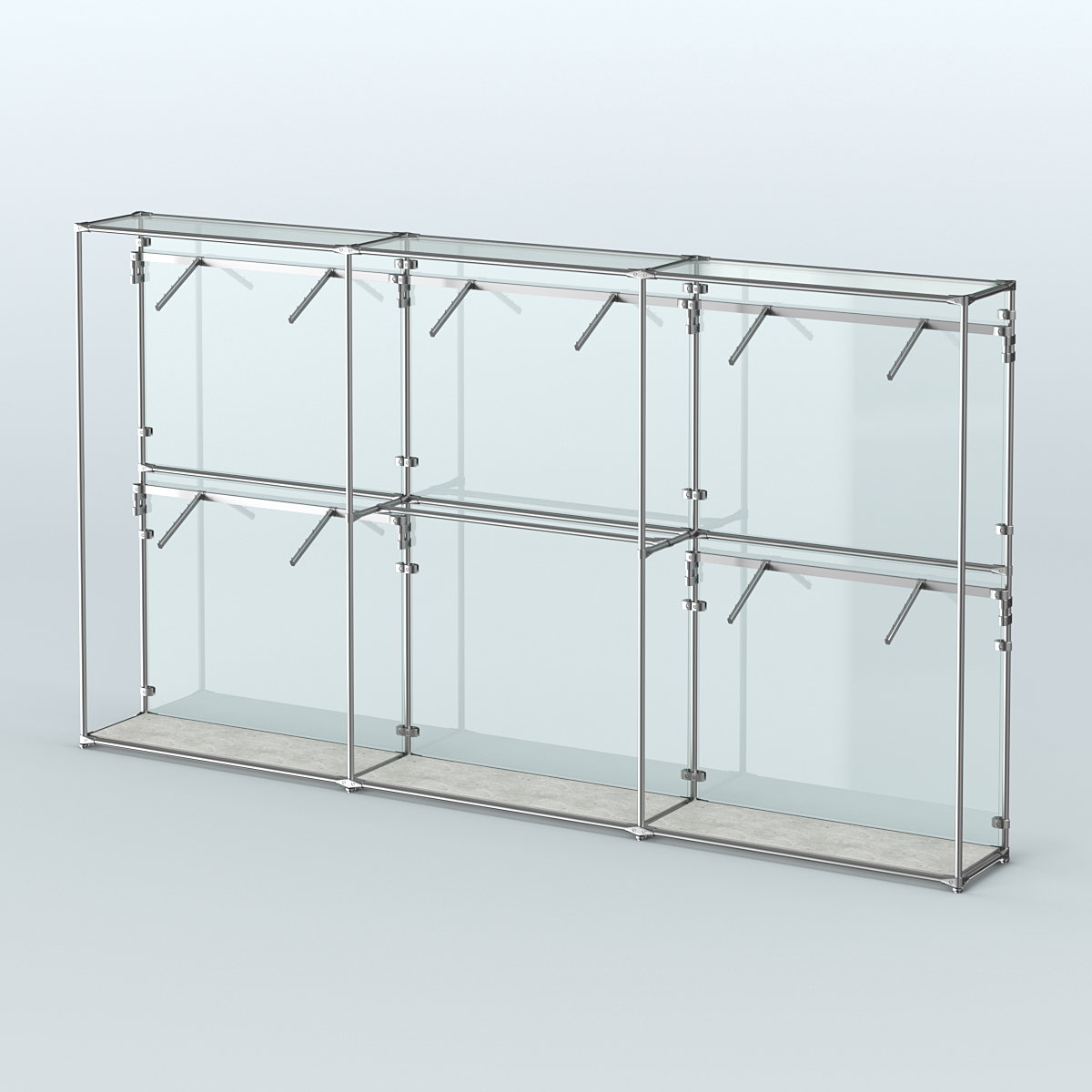 Торговая система ХРОМ (задняя стенка - стекло) 3600 мм с поручнями №9 Метрополитан Грей