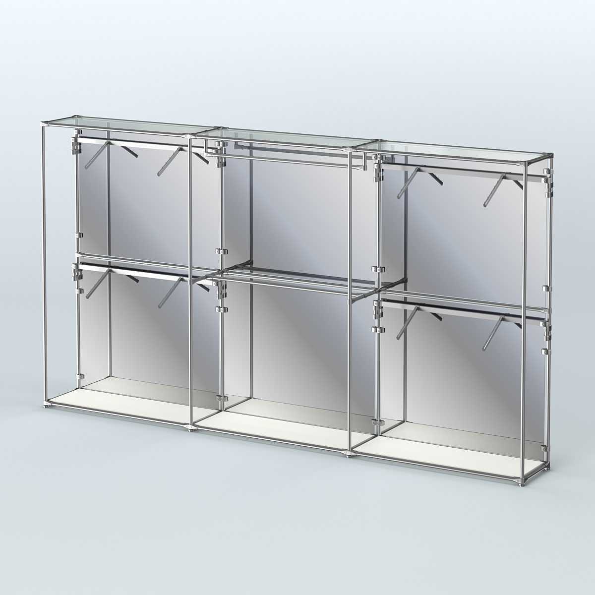 Торговая система ХРОМ (задняя стенка - зеркало) 3600 мм с поручнями №2 Белый