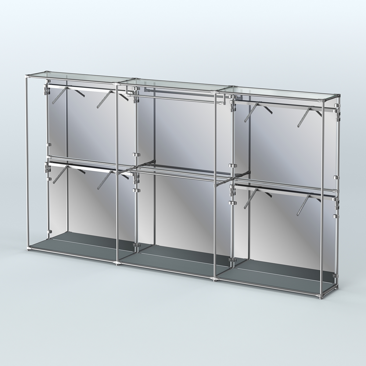 Торговая система ХРОМ (задняя стенка - зеркало) 3600 мм с поручнями №2 Темно-Серый